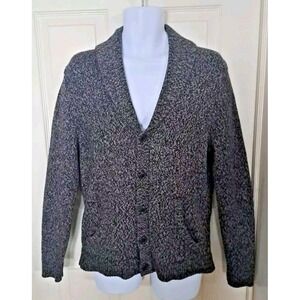 Mossimo Sweater‎ Men's M Dk Gray Shawl Collar Button Front Knit Cardigan Pockets